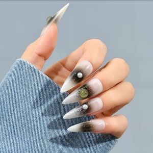 White and Black Sexy Long Stiletto Press on Nails